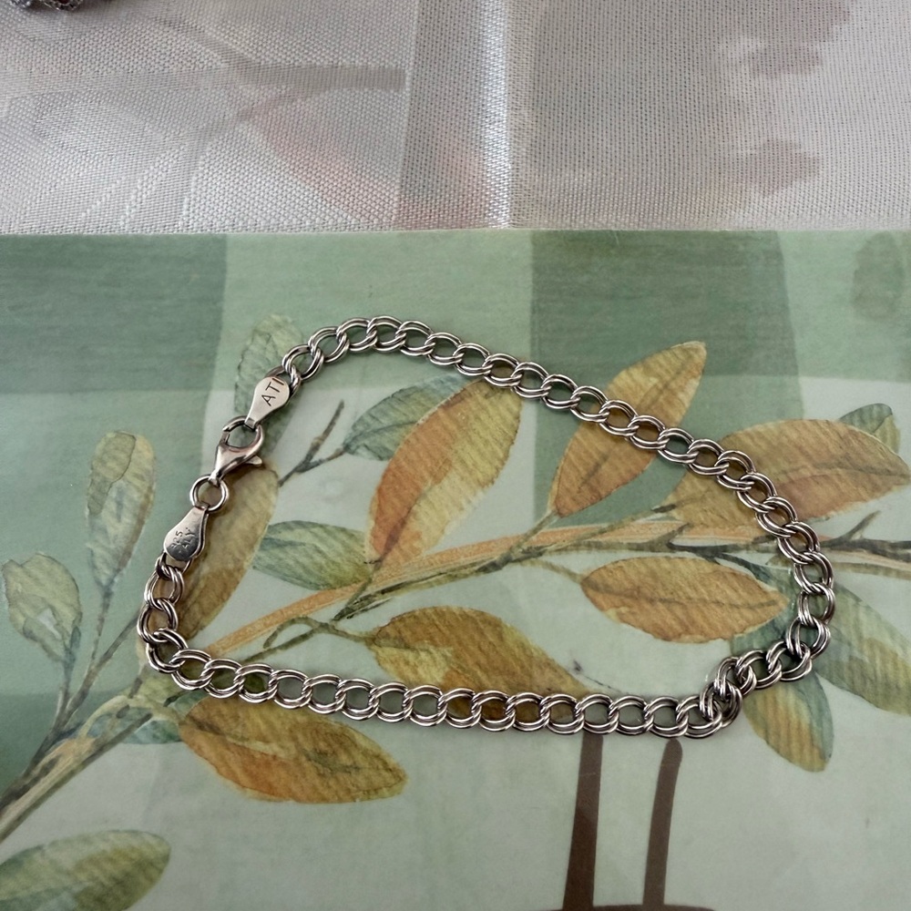 Sterling Silver Double Link Chain Bracelet - Silver